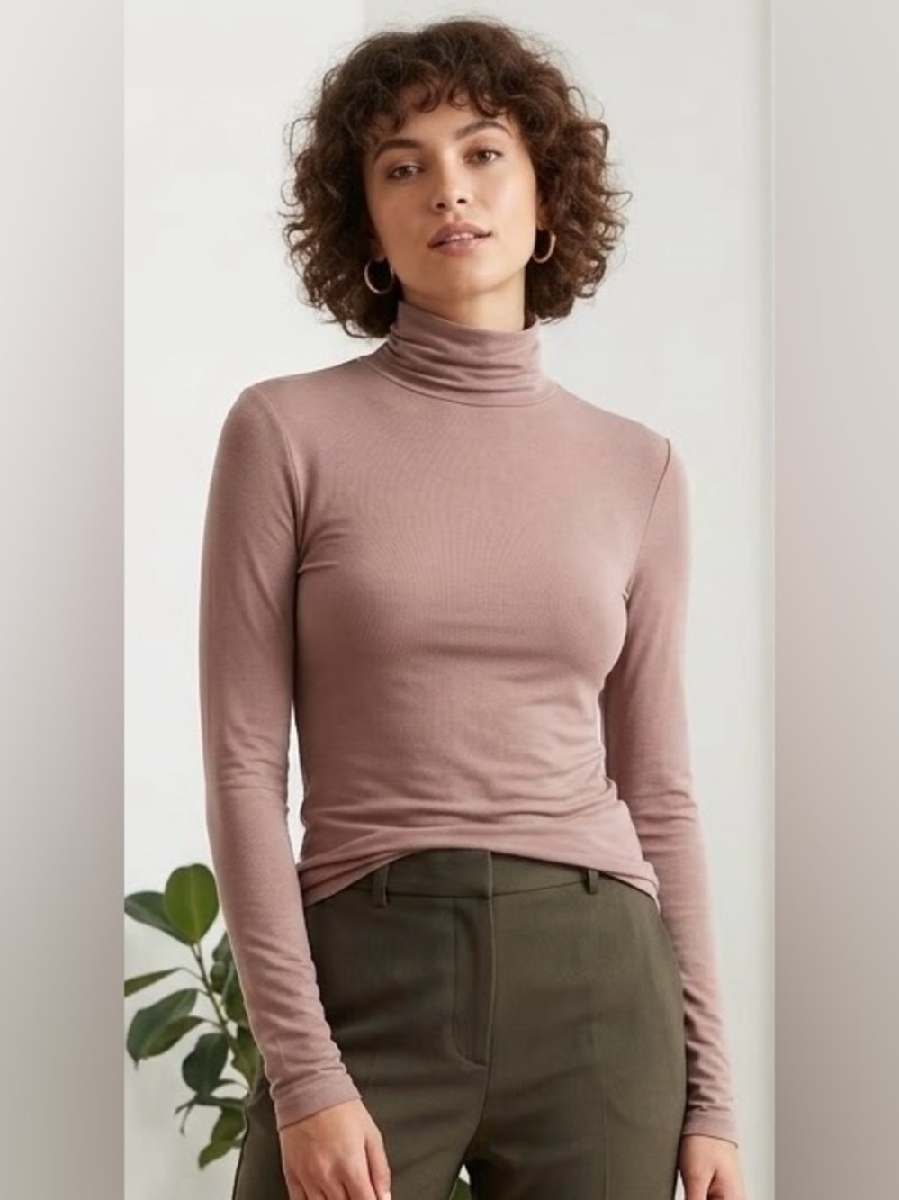 April Light Brown Chocolate Long-Sleeved Turtleneck/Mockneck, NWOT, Size XS